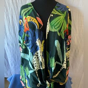 Christian siriano animal print tie front top